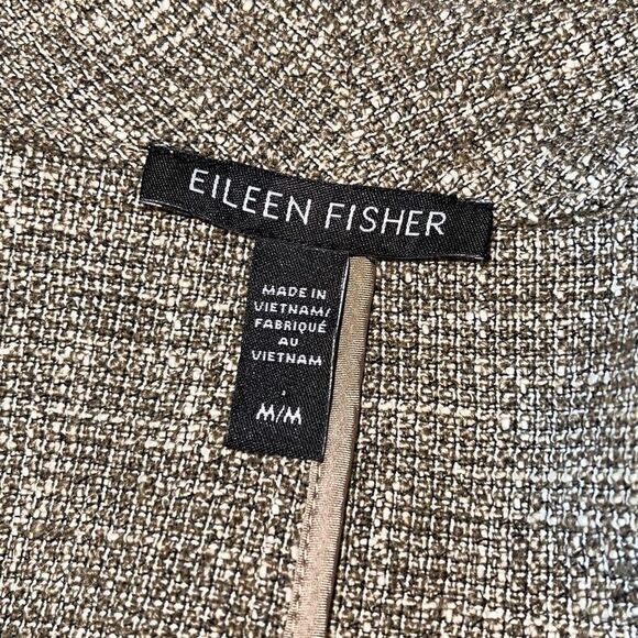 Eileen Fisher Womens Driftwood‎ Cotton Slub Tweed Open Front Blazer Brown Medium - Picture 8 of 10